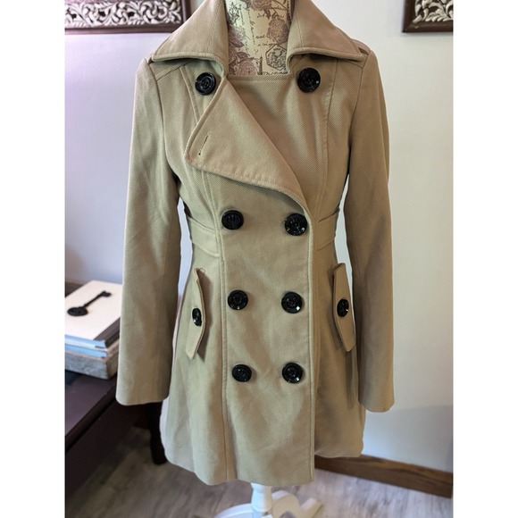 Laetitia jacket Beige Solid Open front Coat Jacket Size 2 tall - Picture 11 of 15